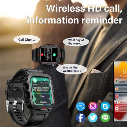 Ultimate Men's Smart Watch with LED Flashlight - Outdoor Sports & Health Monitoring Wristwatch