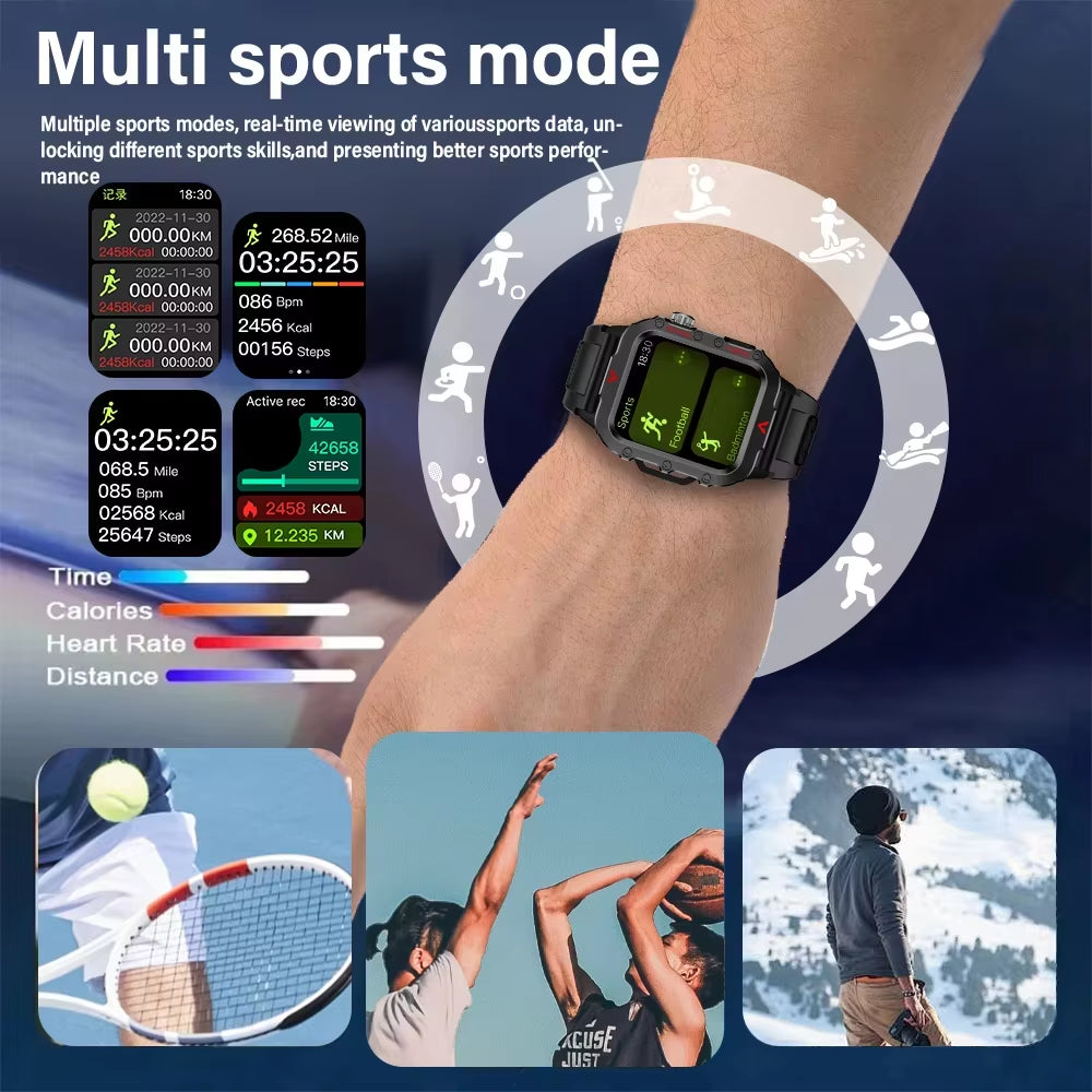 Ultimate Men's Smart Watch with LED Flashlight - Outdoor Sports & Health Monitoring Wristwatch