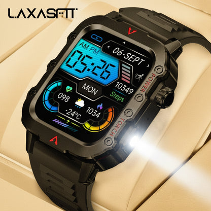 Men's Smart Watch with LED Flashlight - Sports & Health Monitoring Wristwatch