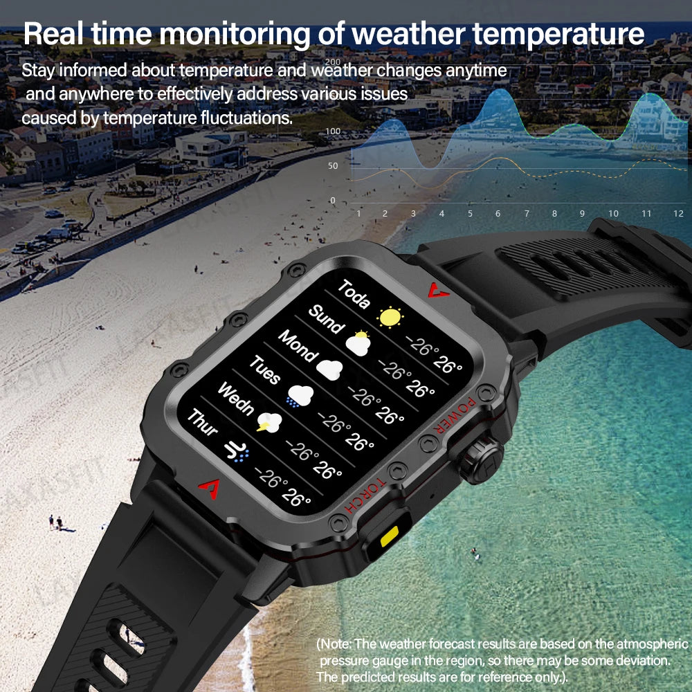 Ultimate Men's Smart Watch with LED Flashlight - Outdoor Sports & Health Monitoring Wristwatch