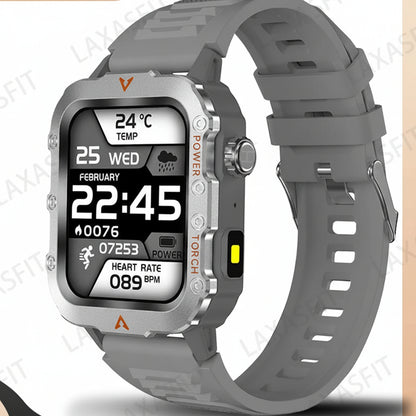 Men's Smart Watch with LED Flashlight - Sports & Health Monitoring Wristwatch